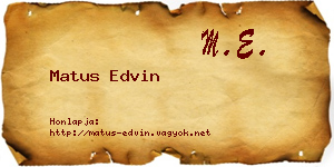 Matus Edvin névjegykártya